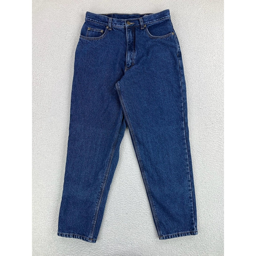 Vintage Eddie Bauer Flannel Lined Tapered Jeans Womens 12P Blue Hong Kong